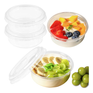 100 Vasos Desechables Plástico Para Postres Helado Con Tapa 100 Vasos Desechables Plástico Para Postres Helado Con Tapa