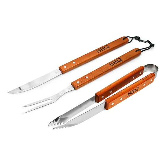 Set Parrilla 3pz Pinza Tenedor Cuchillo Lh-3616