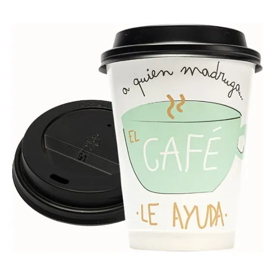 Vaso Polipapel Café Caliente Doble Pared 8oz C/tapa X 100