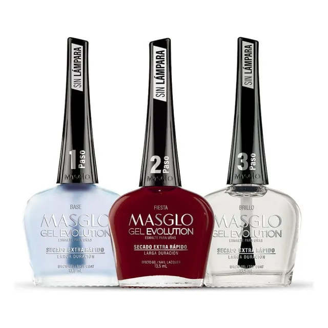 Kit Tres Pasos Esmaltes Masglo Gel Evolution Sin Lampara
