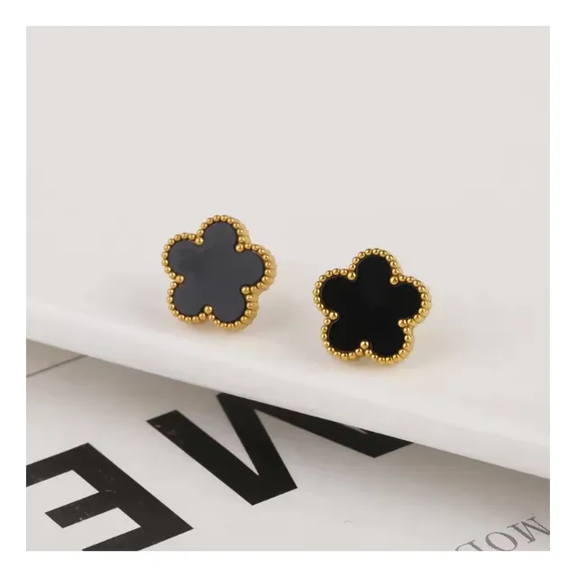 Aretes Trebol Mujer Acero Inoxidable Chapado En Oro Vancleef