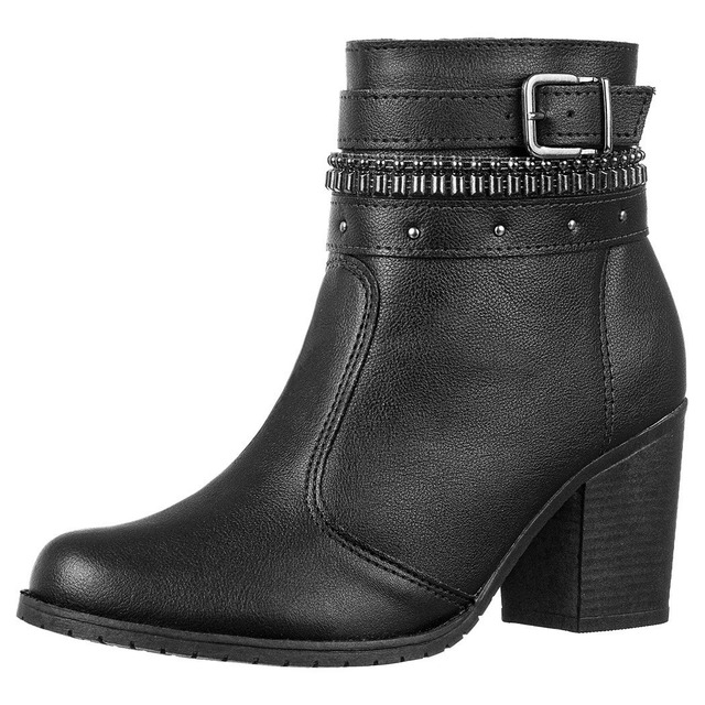 Bota Feminina Cano Curto Conforto Moda Salto Grosso Promoção Bota Feminina Cano Curto Conforto Moda Salto Grosso Promoção