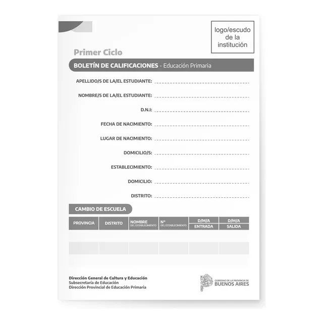 Boletín Primaria Provincia Buenos Aires (pack X 30)