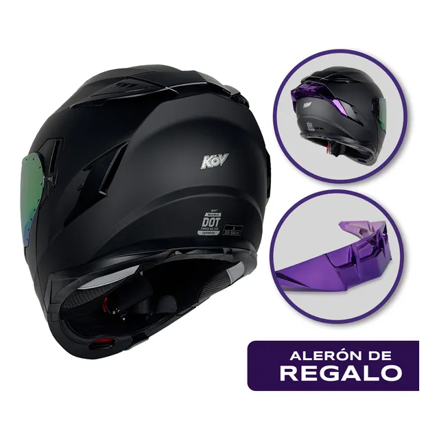 Casco Kov Maximus Negro Mate Talla XL + Alerón Extra