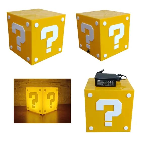 Luminaria Abajur De Mesa Bloco Charada  Mario Bros Gamer