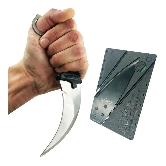 Cuchillo Karambit Tactico Militar + Navaja Plegable Tarjeta