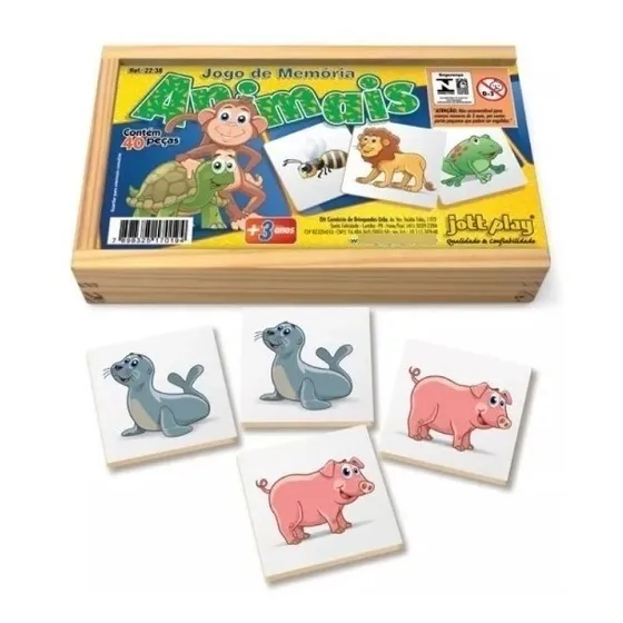 Jogo De Memória Animais Brinquedo Educativo Pedagógico