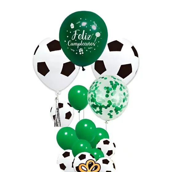 Pastelería CL globos decoración cumpleaños Futbol 656 verdes De 20cm