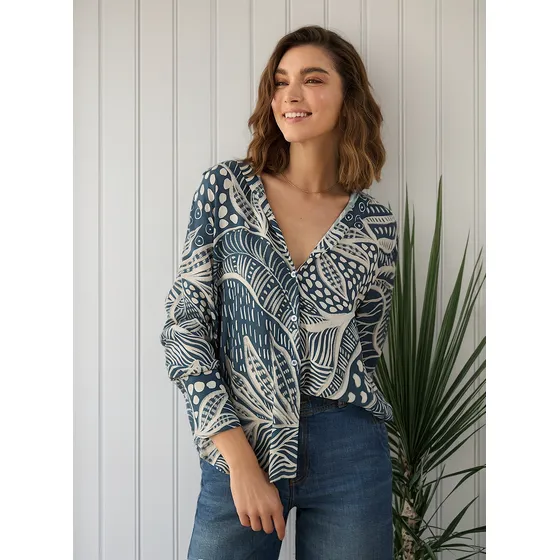 Camisa Esprit 411g017 Azul Bahía