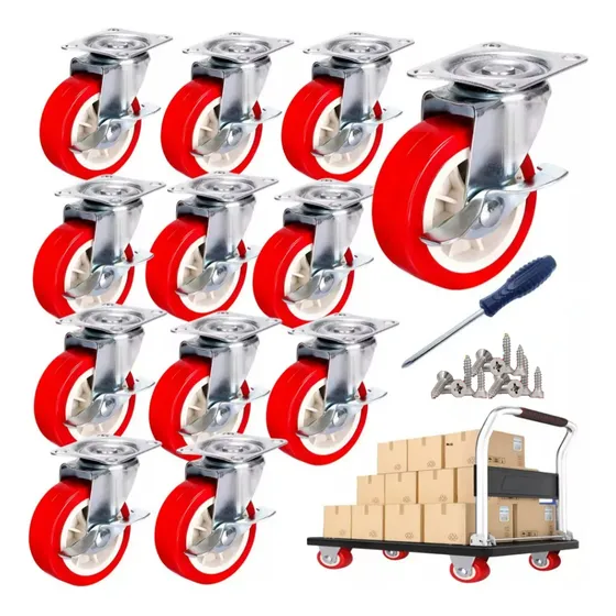 Ruedas De Pvc Función Giratoria Rodaja Con Freno 2in Bueprec 12pcs