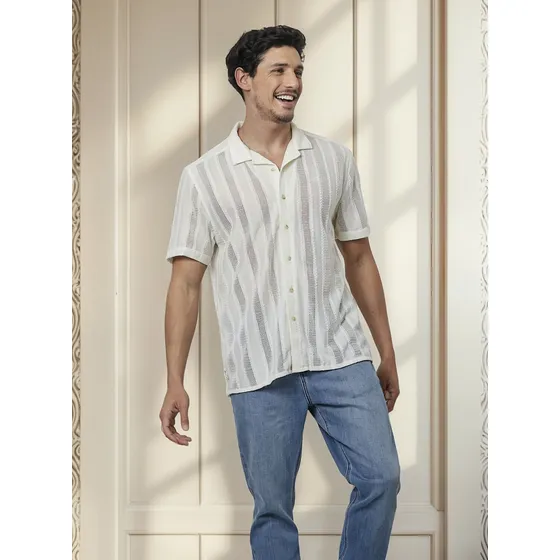 Camisa Manga Corta Hombre Ufo Bahamas Blanco