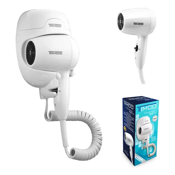 Secadora De Cabello Timco® Hotelera Para Pared Empotrable Ideal Para Hotel Hs-1600 Color Blanco