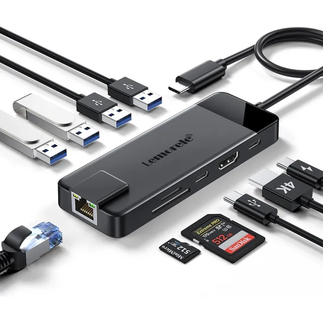 Lemorele Hub Usb 3.0 Tc93 10 Puertos 18 Cm Hdmi