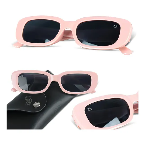 Oculos Sol Proteção Uv Infantil Retro Rosa + Case Qualidade