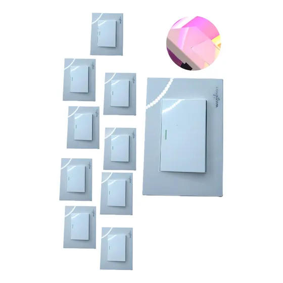 Pack 10pz Placa 1 Apagador Acrilico Blanco Cristal Brillante