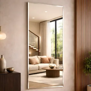 Espelho Mirano Paris 100x40cm Bisote Design Lapidado Moderno Suporte