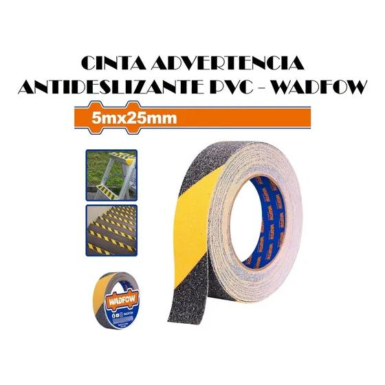 Cinta Advertencia Antideslizante Pvc 5m X 25mm - Wadfow