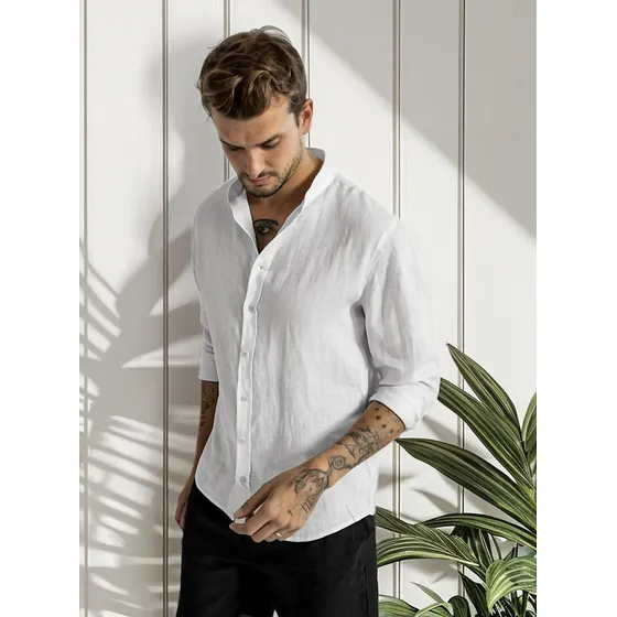 Camisa Lino Cuello Mao / Turk Ibiza