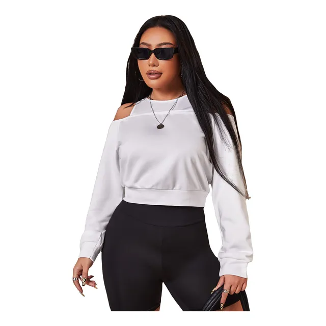 Makemechic Sudadera Corta Manga Larga Hombro Descubierto