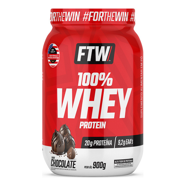 Whey Protein 100% Concentrado Pote 900g Sabor Chocolate - Ftw Whey Protein 100% Concentrado Pote 900g Sabor Chocolate - Ftw