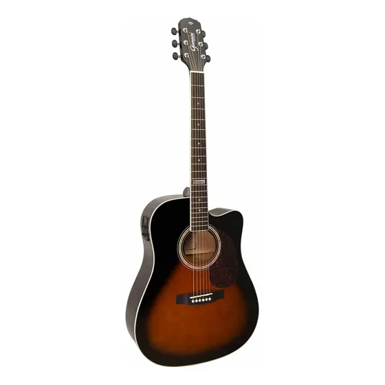 Violão eletroacústica Giannini Performance GF-1D CEQ Spruce para destros 3 tone sunburst madeira técnica verniz brilhante