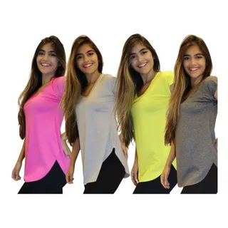 Kit 3 Blusas Barra Arredondada Tapa Bumbum Fitness 10827 Kit 3 Blusas Barra Arredondada Tapa Bumbum Fitness 10827