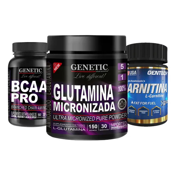 Glutamina + Bcaa 2:1:1+ Carnitina Crecimiento Muscular Magro Sabor Neutro