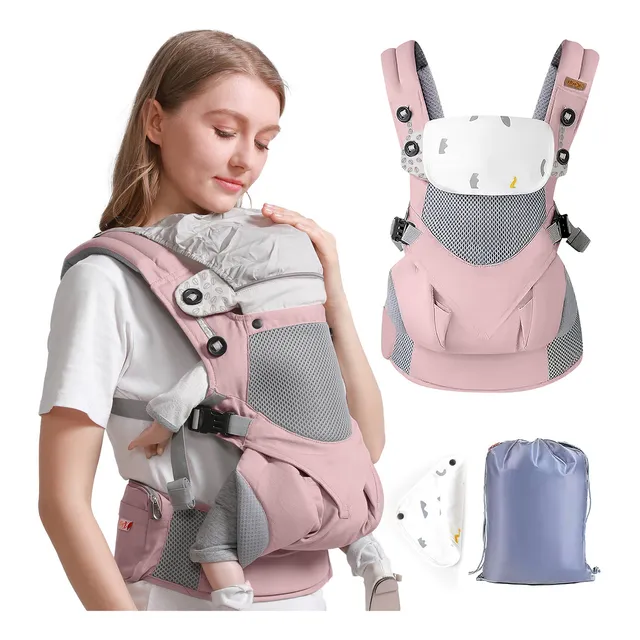 Cangurera Ergonomica Bebe LOKOOY Mochila Portabebes Canguros Asient Color Rosa