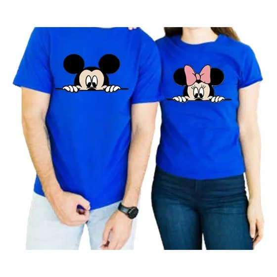 Franelas Personalizadas De Pareja Mickey Y Minnie Caras