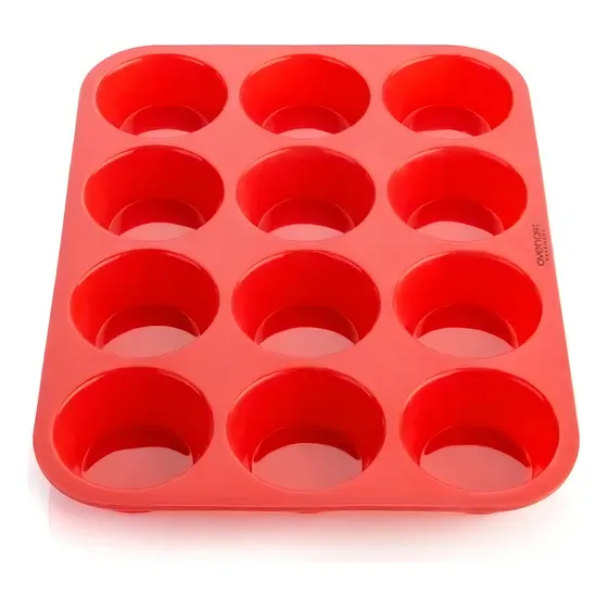 Molde Silicona Muffins Cupcakes Magdalenas Para 12 Clicshop Color Rojo