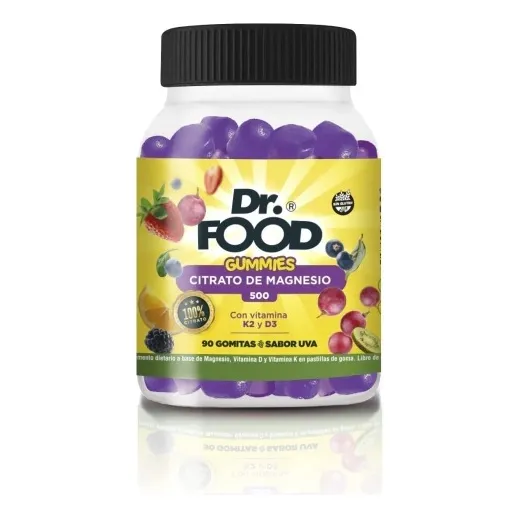 Dr Food Citrato De Magnesio 500 90 Gomitas Sabor Uva 160g