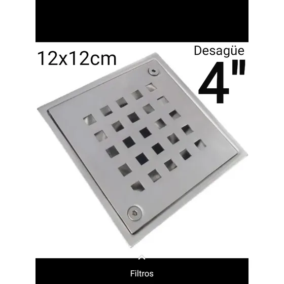 Rejilla Centro Piso Desagüe 4x4 Para Tubería 4  Acero Inox 