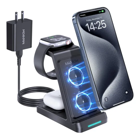 3 En 1 Cargador Inalámbrico Rápida Mankiw A99 Para iPhone