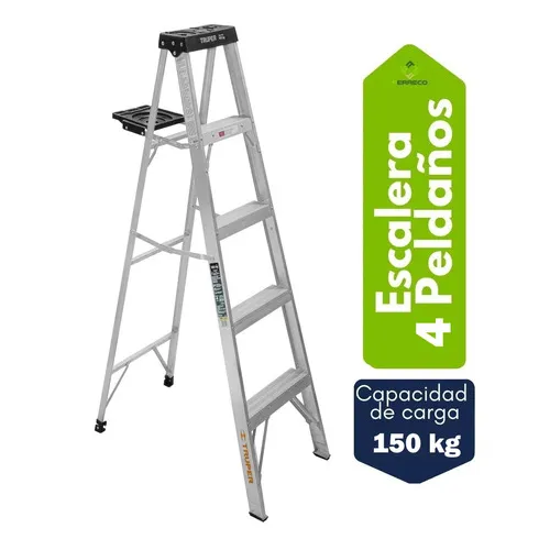 Escalera De Aluminio Tipo Tijera, 4 Escalones Y Bandeja, Tipo Iii Alta Calidad