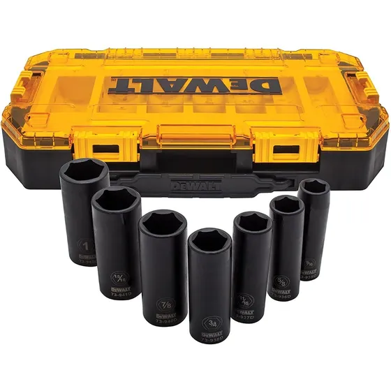 Juego De Dados Dewalt Impacto Long  7pza Ataq 1-2 Dwmt74736