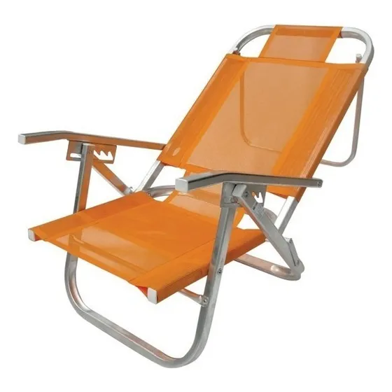 Silla de playa reclinable de 5 posiciones, varios colores, Botafogo, color naranja