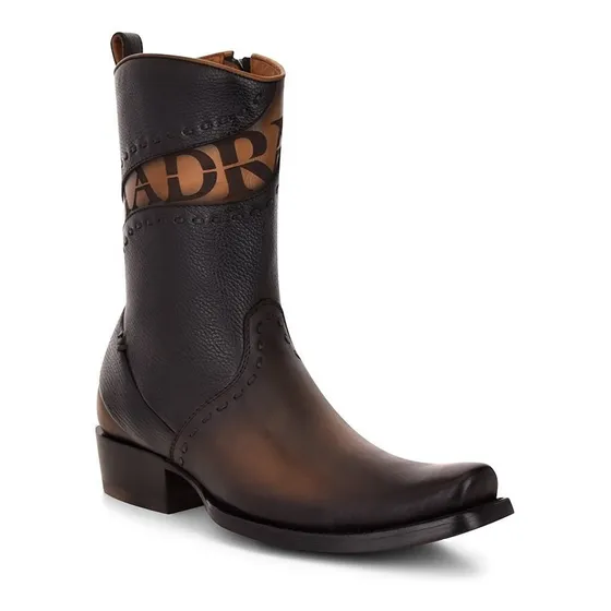 Botas Cuadra Para Caballero En Piel Genuina Negro Con Cierre