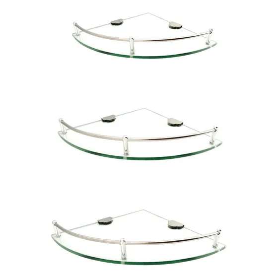 Pack X3 Organizadores Esquineros De Vidrio Color Plateado