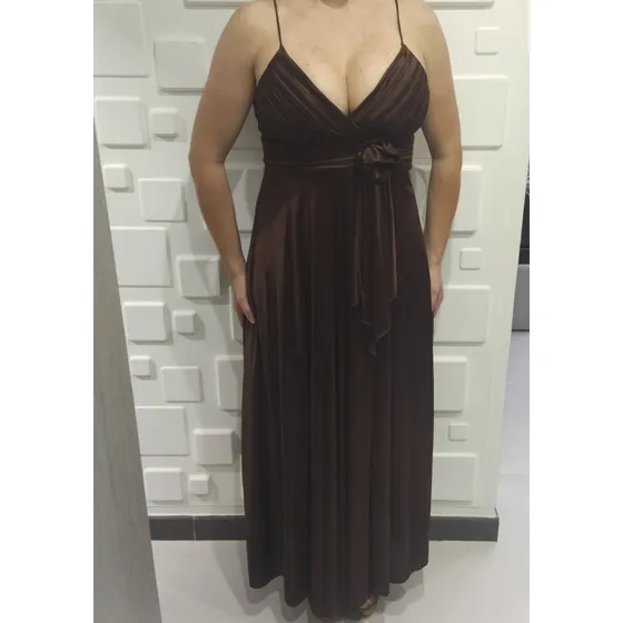Vestido De Fiesta Largo, Marrón, Talla M, Usado