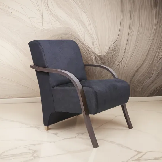  Poltrona Resistente Reforçada Em Suede Braço Madeira Psm Ac