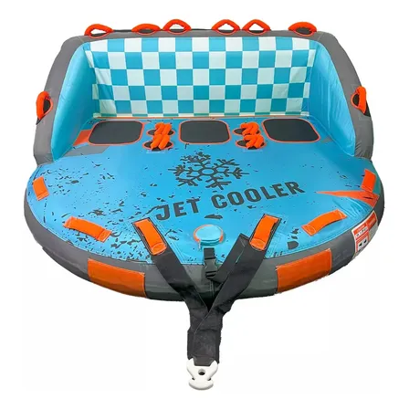 Boia Esportiva Inflável Rebocável 3 Pessoas Jet Cooler Cor Azul-turquesa Poliéster e PVC