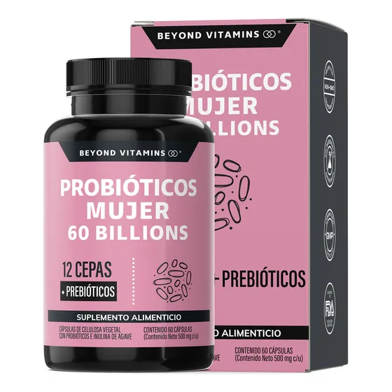 Probióticos Mujer 60 Billion + Prebióticos + Inulina de Agave 12 Cepas Beyond Vitamins 60 Cápsulas
