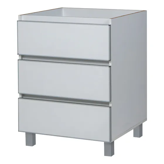 Mueble Bajo Mesada Cajonera 60cm 3 Cajones Potenza Blanco Aluminio Ricchezze
