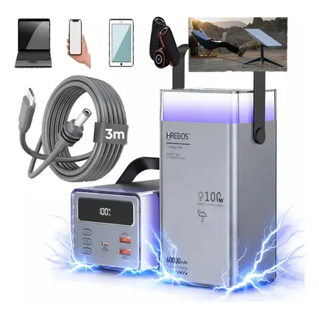 Power Bank 60.000mah 100w + Cabo 3m P/ Starlink Mini Turbo