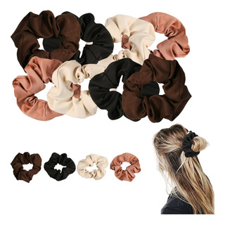 4 Donas Scrunchies Satín Cabello Casual Colores Neutros 4 Donas Scrunchies Satín Cabello Casual Colores Neutros