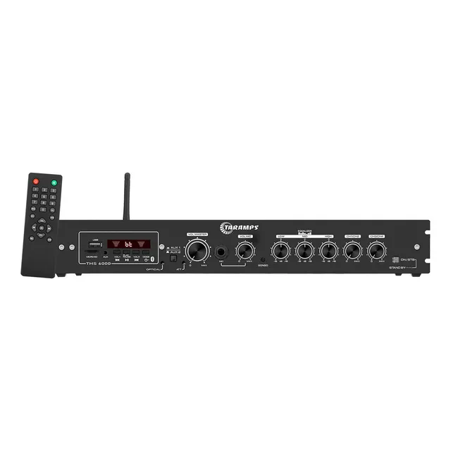 Amplificador Taramps Ths 6000 400w Rms Bluetooth Receiver Usb Micro Sd Aux Entrada Optica Som Ambiente Home Estereo Audio Tv Casa Potente Compacto Controle Remoto Residencial Comercial Empresarial