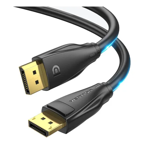Cable Display Port 1.4 Vention Certificado Profesional 8K HDR G-Sync HDCP EARC Hasta 240hz 32 Gbps 1 Metro PVC Negro Premium Gaming Para PC Gamer Consola Monitor Pantalla HCDBF