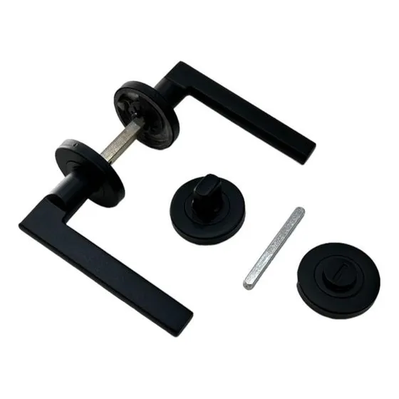 Manija Doble Con Pomo Y Bocallave De Baño Currao Vibo Negro