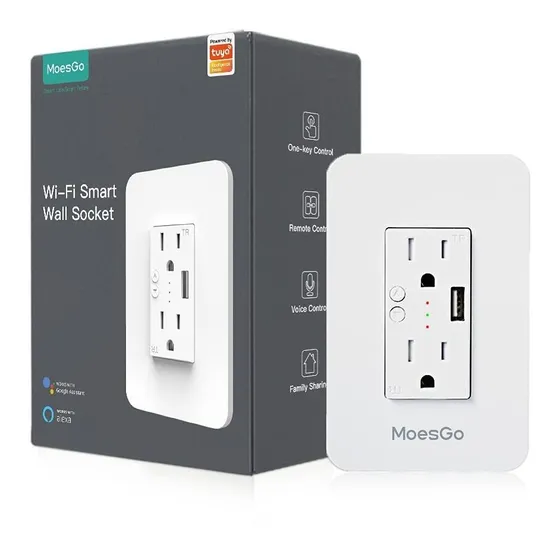 Moesgo Toma Corriente Inteligente Pared Usb Enchufe Wifi 2