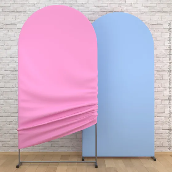 Capa Painel Romano Dupla Face Rosa/azul Liso 2x1m Veste Fácil Tecido Sublimado Duas Cores Decorativo